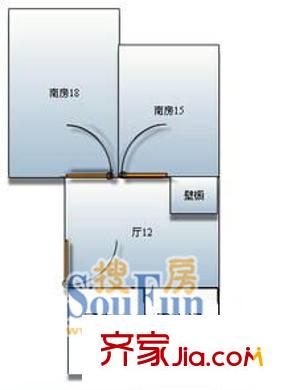 上海 金茂花園2室 戶型圖