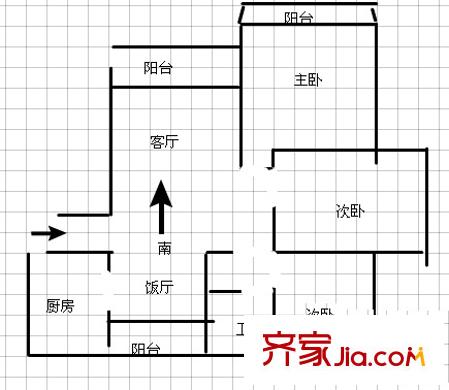 心圓西苑戶型圖戶型圖 3室2廳1衛(wèi)1廚