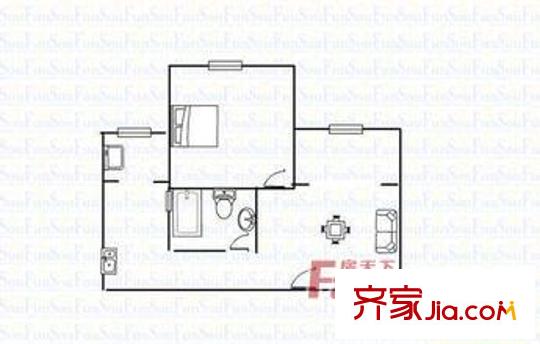 心圓西苑戶(hù)型圖戶(hù)型圖 1室1廳1衛(wèi)1廚