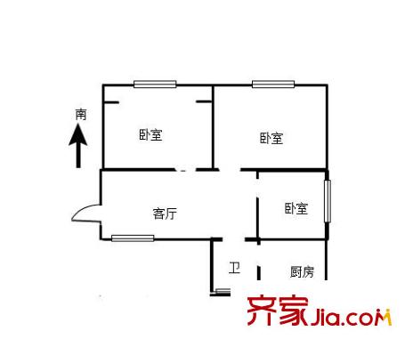 東溝巷住宅戶(hù)型圖戶(hù)型圖 3室1廳1衛(wèi)1廚