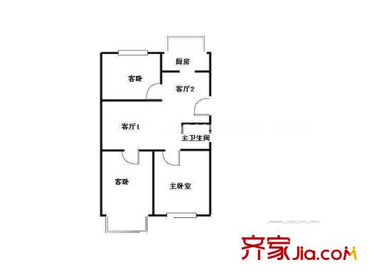 仲景公寓戶型圖戶型圖 3室 3室2廳1衛(wèi)1廚