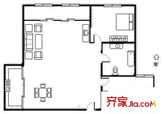 逸流公寓 2室 户型图