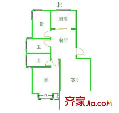 湖畔水竹苑戶型圖戶型圖 2室 2室2廳1衛(wèi)1廚
