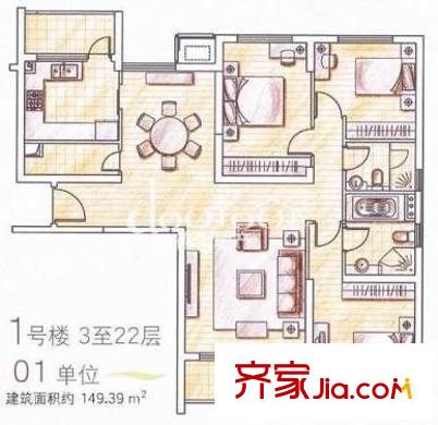 御景園 4室 戶型圖