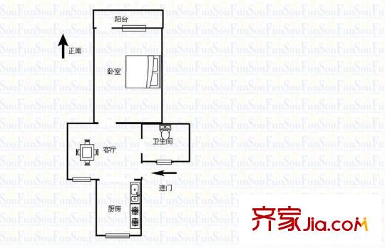 富特四村 1室 戶型圖
