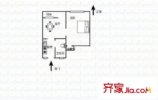富特四村 1室 戶型圖