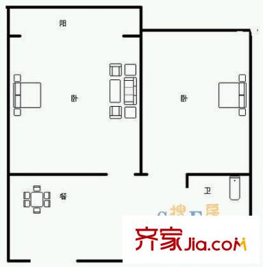 新明大樓 2室 戶型圖