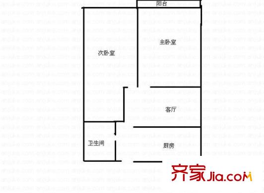 新明大樓 2室 戶型圖