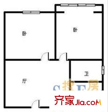 新明大樓 2室 戶型圖