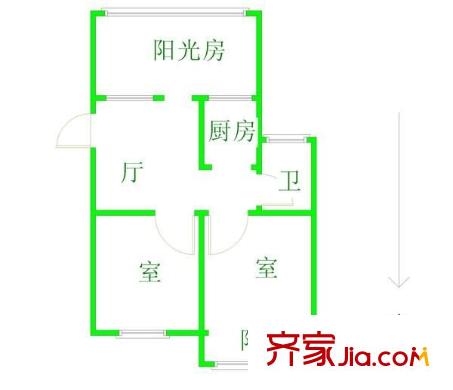 新明大樓 2室 戶型圖