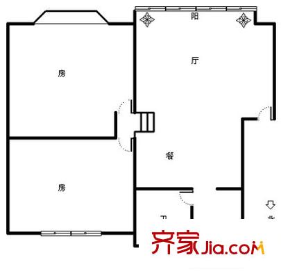 新世紀(jì)花苑二期 2室 戶型圖