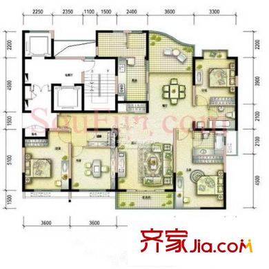 鳳凰港藍寶灣花園戶型圖戶型圖 4室 4室2廳2衛(wèi)1廚