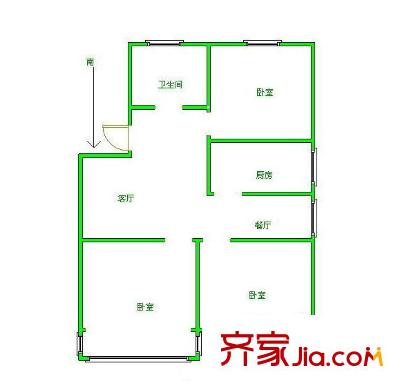 羅漢巷住宅戶(hù)型圖戶(hù)型圖 3室 3室2廳1衛(wèi)1廚