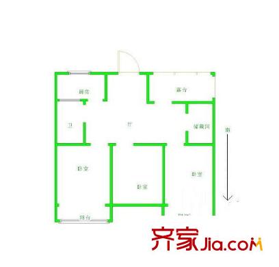羅漢巷住宅戶型圖戶型圖 3室  3室1廳1衛(wèi)1廚