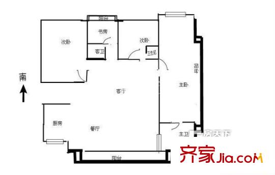嘉登公寓户型图户型图 4室2厅1卫1厨