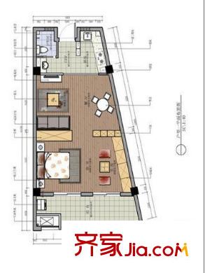 中浩學(xué)府風(fēng)景戶型圖戶型C 1室1廳1衛(wèi)1廚