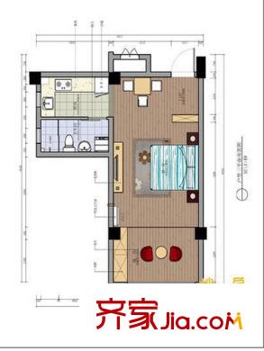 中浩學(xué)府風(fēng)景戶型圖戶型B 1室1廳1衛(wèi)1廚