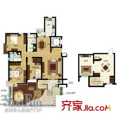 春江花悅園戶型圖S4-B 3室2廳2衛(wèi)1廚