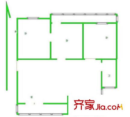 玉靖花園戶型圖戶型圖 3室 3室2廳1衛(wèi)1廚