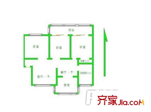 玉靖花園戶型圖戶型圖 3室 3室2廳1衛(wèi)1廚