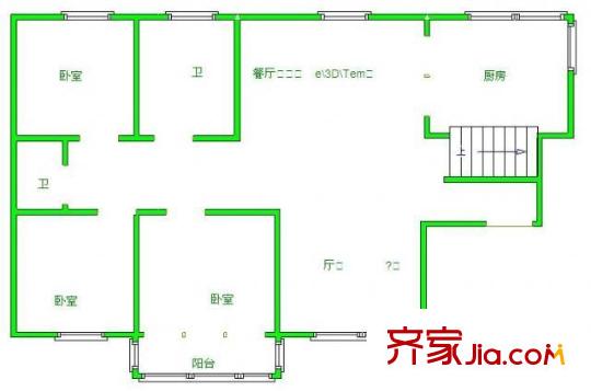 玉靖花園戶型圖戶型圖 3室 3室2廳1衛(wèi)1廚
