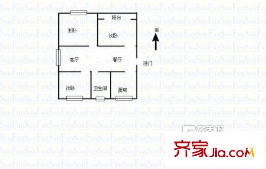 梅園二街坊戶型圖戶型圖 3室1廳1衛(wèi)1廚