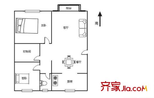 荣盛名邸户型图户型图 2室2厅1卫1厨