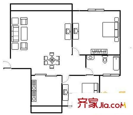 永旭家苑戶型圖戶型圖 2室1廳1衛(wèi)1廚