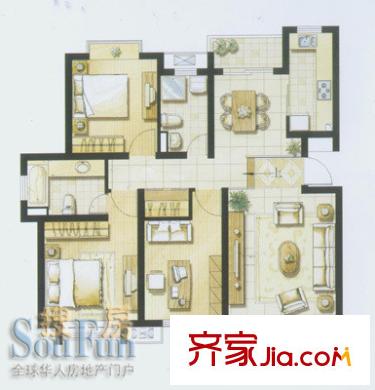 金丰蓝庭E户型 户型图