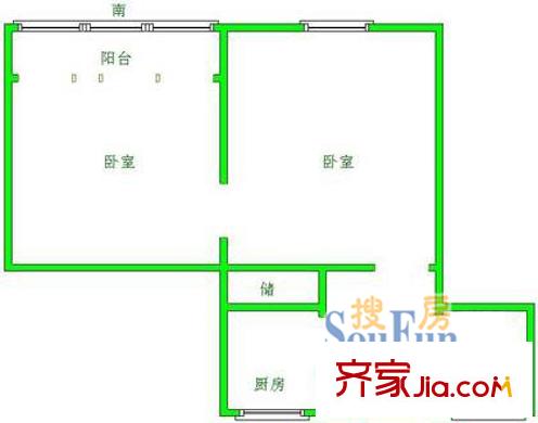 上海 雙峰小區(qū) 2室 戶型圖