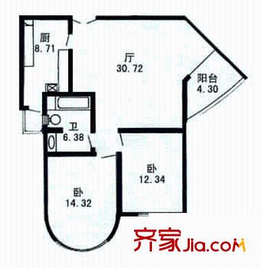 梓樹園戶型圖戶型圖 2室2廳1衛(wèi)1廚