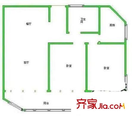 梓樹園戶型圖戶型圖 2室2廳1衛(wèi)1廚