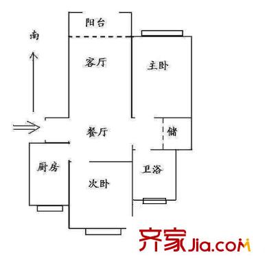 梓樹園戶型圖戶型圖 2室2廳1衛(wèi)1廚