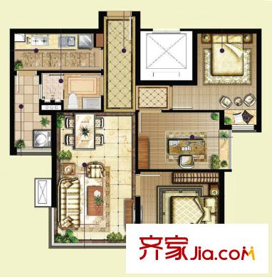 合景叠翠峰户型图户型图 2室2厅1卫1厨