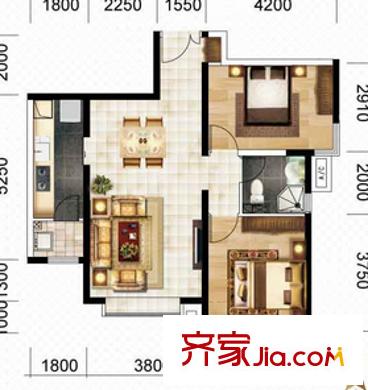 金東城雅居戶型圖戶型圖 2室 2室1廳1衛(wèi)