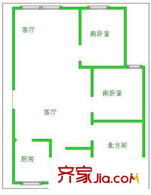 龍溝新苑戶型圖戶型圖 3室2廳1衛(wèi)1廚