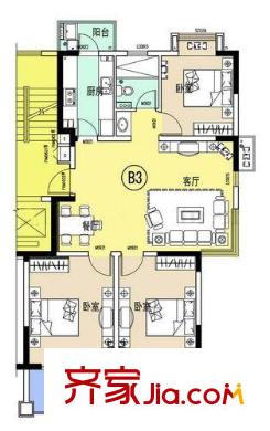 新地雅苑戶型圖戶型圖 3室 3室2廳1衛(wèi)1廚