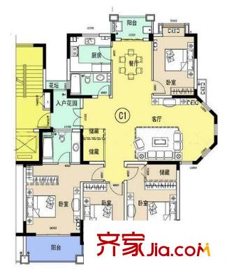 新地雅苑戶型圖戶型圖 4室 4室2廳2衛(wèi)1廚
