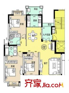 新地雅苑戶型圖戶型圖 3室 3室2廳2衛(wèi)1廚