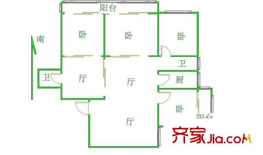 申家巷小區(qū)戶型圖戶型圖 4室 4室2廳2衛(wèi)1廚
