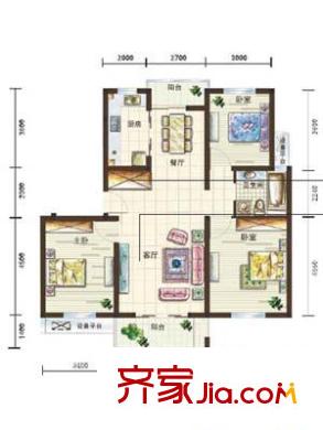 嘉城户型图c1户型图 3室2厅1卫