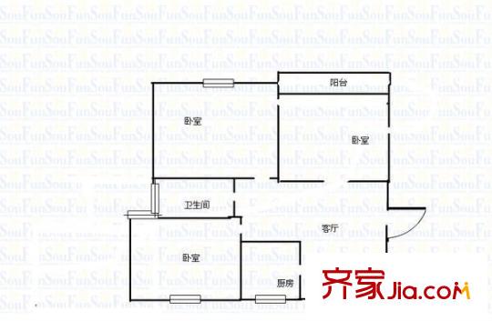 南苑二村户型图户型图 3室1厅1卫1厨