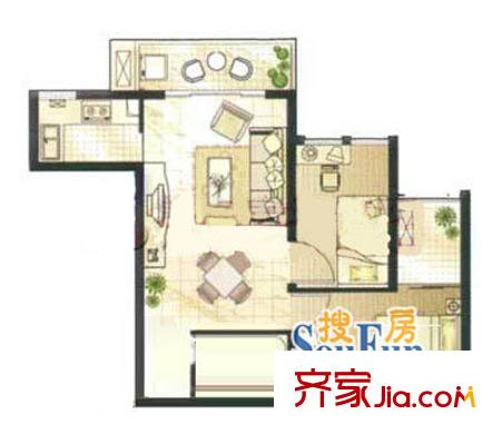 上海 建德花园郁金香苑 2室 户型图
