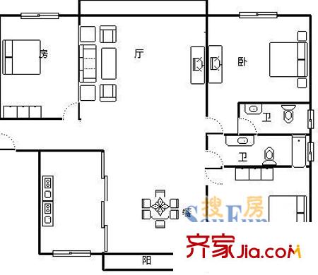 建德花园郁金香苑3室2厅2卫1厨