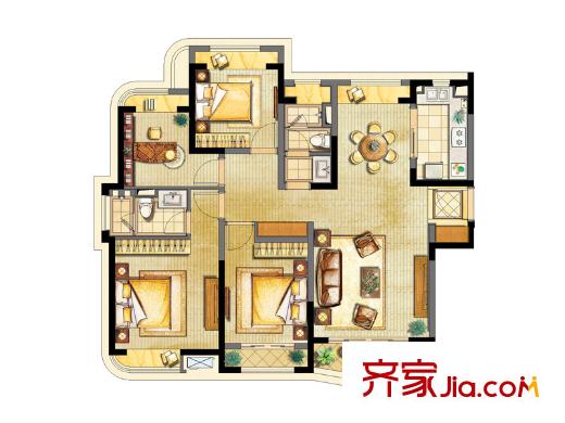 浦東頤景園C1戶型 4室2廳2衛(wèi)1廚