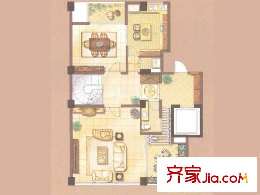 墅外戶型圖戶型圖 3室3廳2衛(wèi)1廚