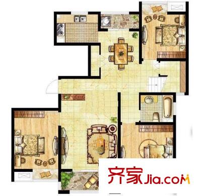 墅外戶型圖戶型圖 3室3廳2衛(wèi)1廚