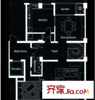 墅外戶型圖戶型圖 3室2廳3衛(wèi)1廚