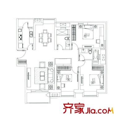 博泰景苑 3室 户型图