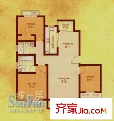 博泰景苑 3室 户型图